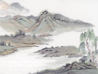 课件背景（灰白群山背景）