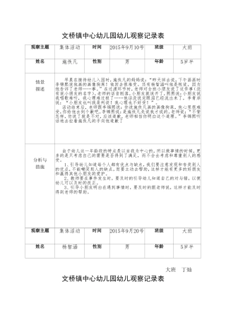 大班观察记录丁灿