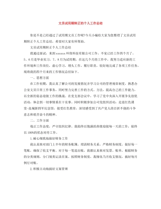 文员试用期转正的个人工作总结