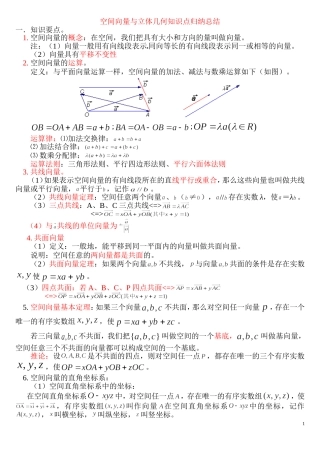 空间向量与立体几何知识点归纳总结