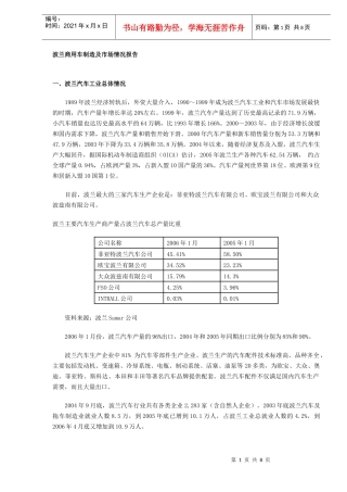 波兰商用车制造及市场情况报告
