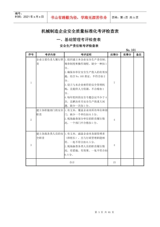 机械制造企业安全质量标准化考评检查表(全)