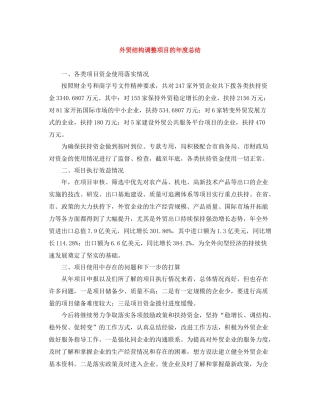 外贸结构调整项目的年度总结