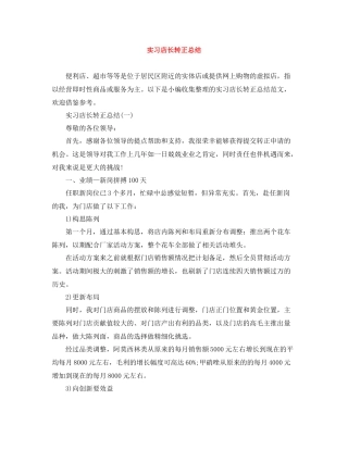 实习店长转正总结