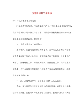 支部上半年工作总结