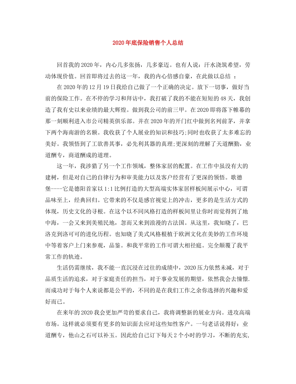 2020年底保险销售个人总结_第1页