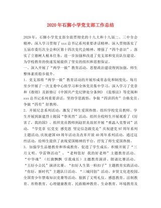 2020年石脚小学党支部工作总结 