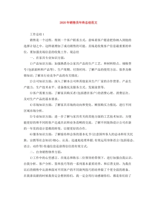 2020年销售员年终总结范文