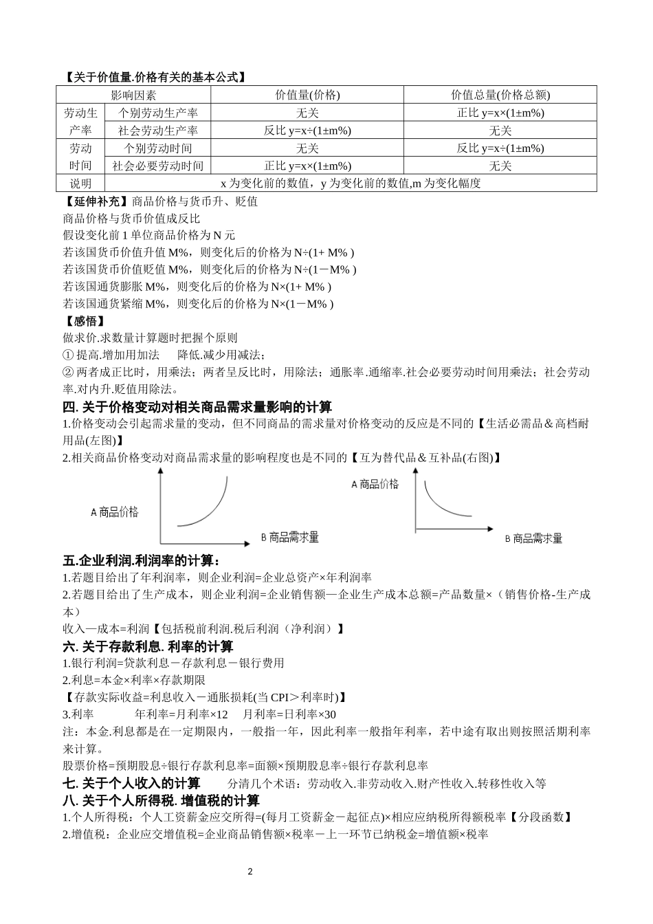 高考政治计算题专项训练_第2页