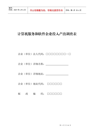 计算机服务和软件企业投入产出调查表