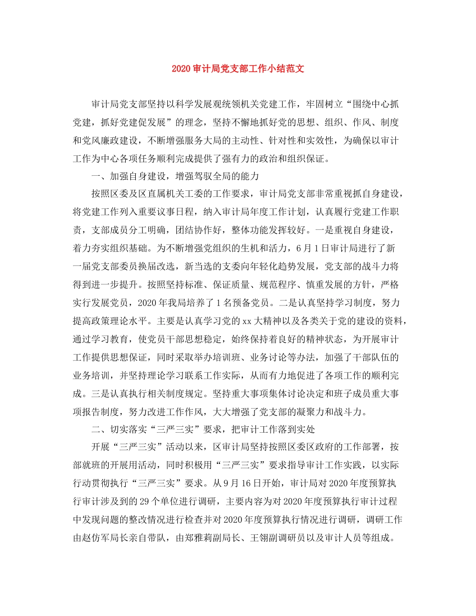 审计局党支部工作小结范文_第1页