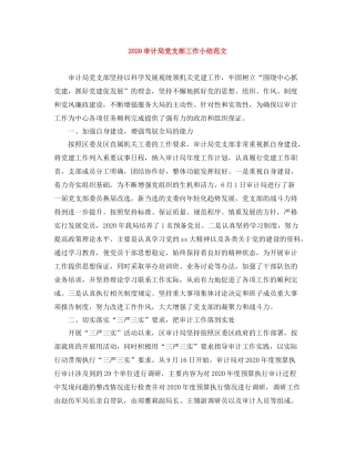 审计局党支部工作小结范文