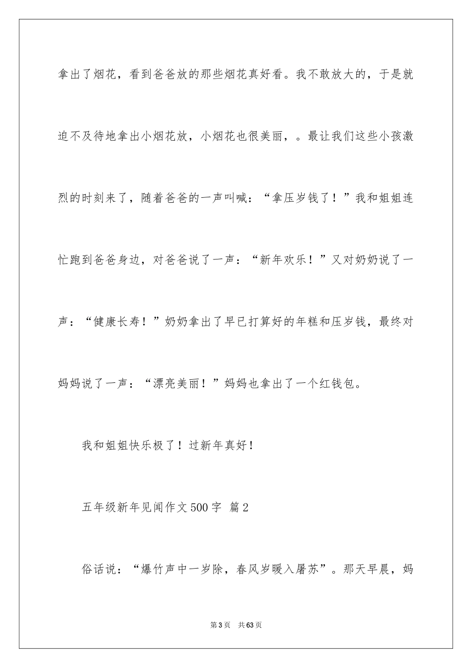 2024五年级新年见闻作文500字_第3页