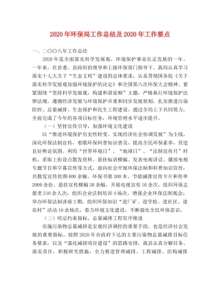 2020年环保局工作总结及2020年工作要点 