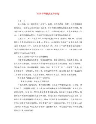 2020年环保局工作计划 