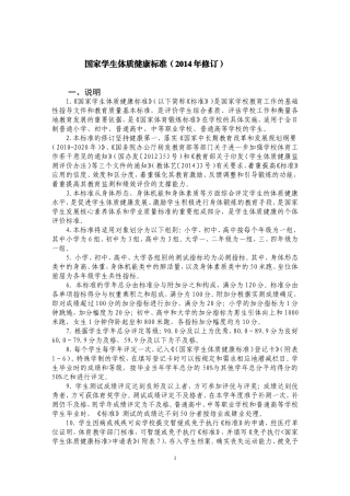 国家学生体质健康标准(2014年修订)[1]