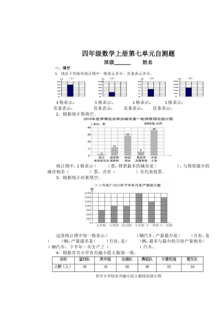四年级数学上册第七单元自测题
