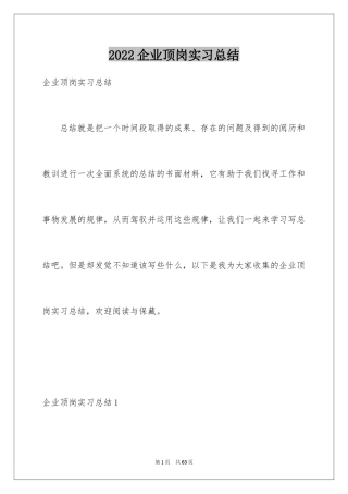 2024企业顶岗实习总结_1