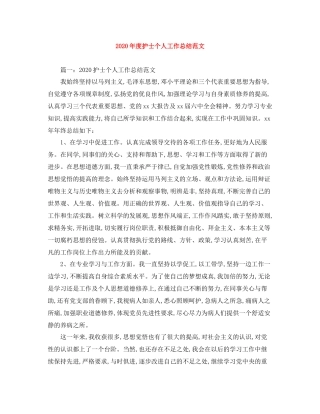 2020年度护士个人工作总结范文