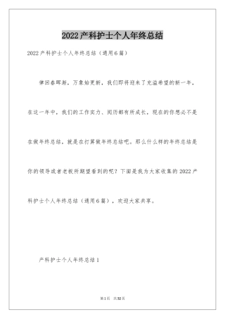 2024产科护士个人年终总结