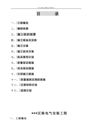 哈尔滨某住宅电气安装施工组织设