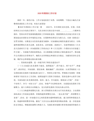 2020年消防队工作计划 