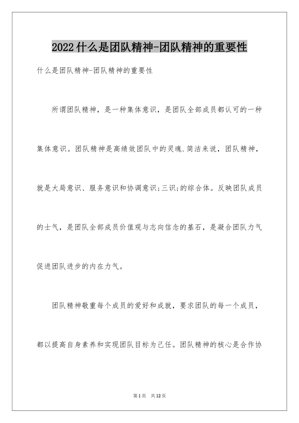 2024什么是团队精神-团队精神的重要性_第1页
