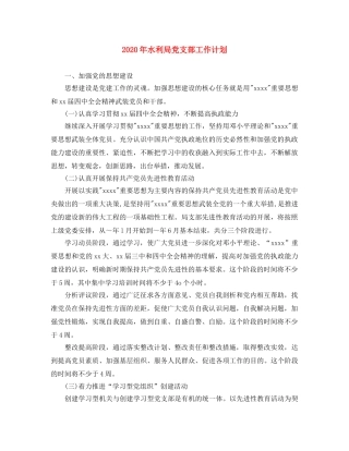2020年水利局党支部工作计划 