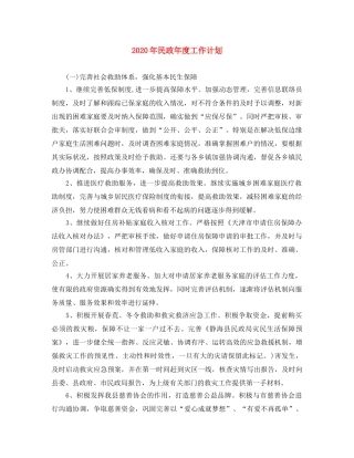 2020年民政年度工作计划 
