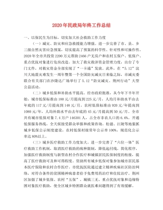 2020年民政局年终工作总结 