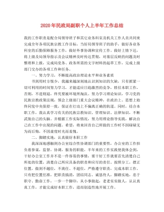 2020年民政局副职个人上半年工作总结 