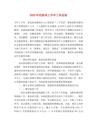 2020年民政局上半年工作总结 
