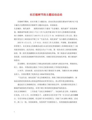 社区植树节的主题活动总结