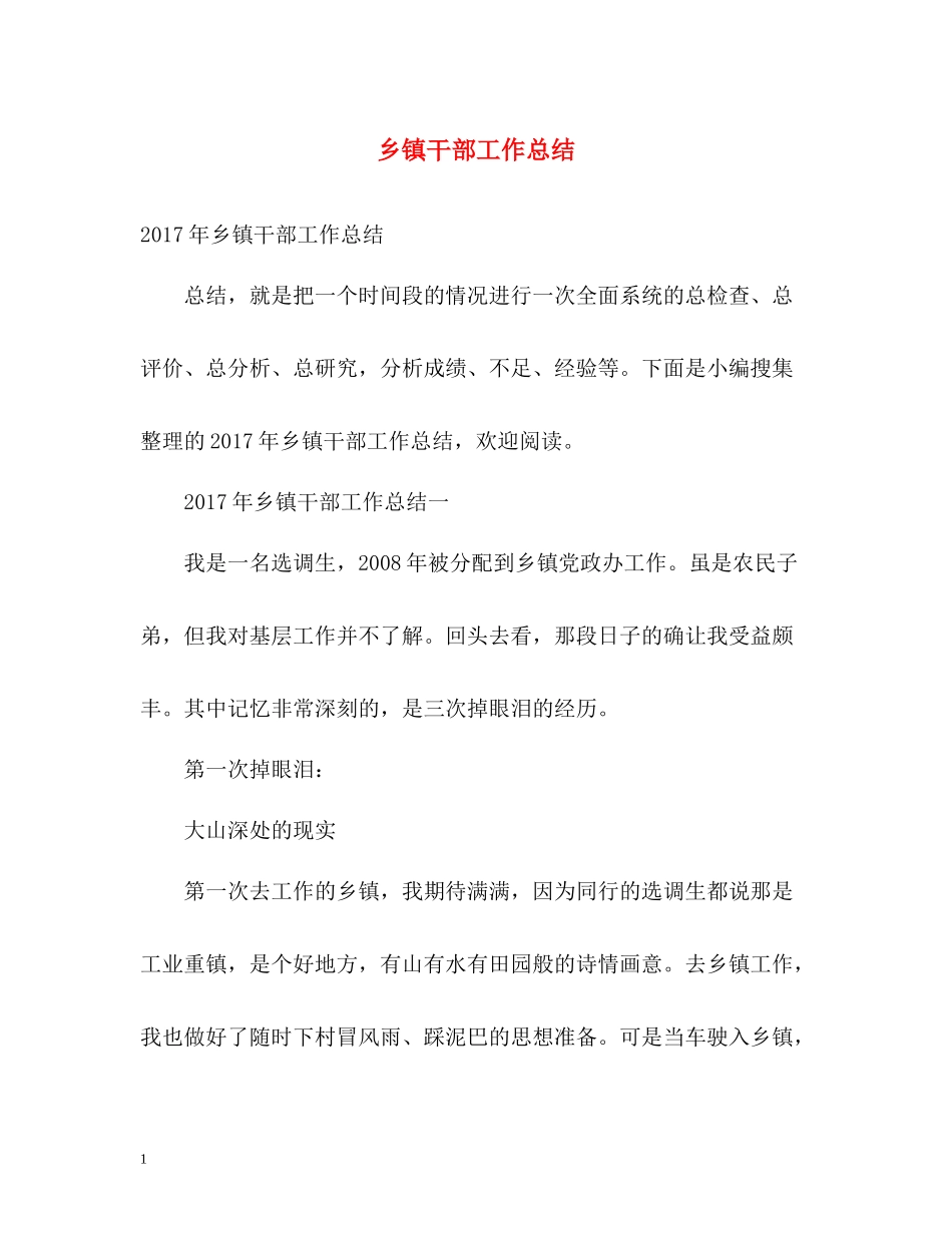 乡镇干部工作总结22_第1页