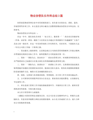 物业协管队长年终总结3篇