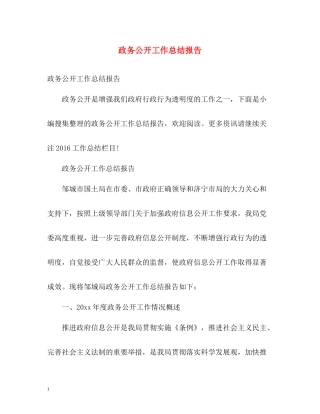 政务公开工作总结报告