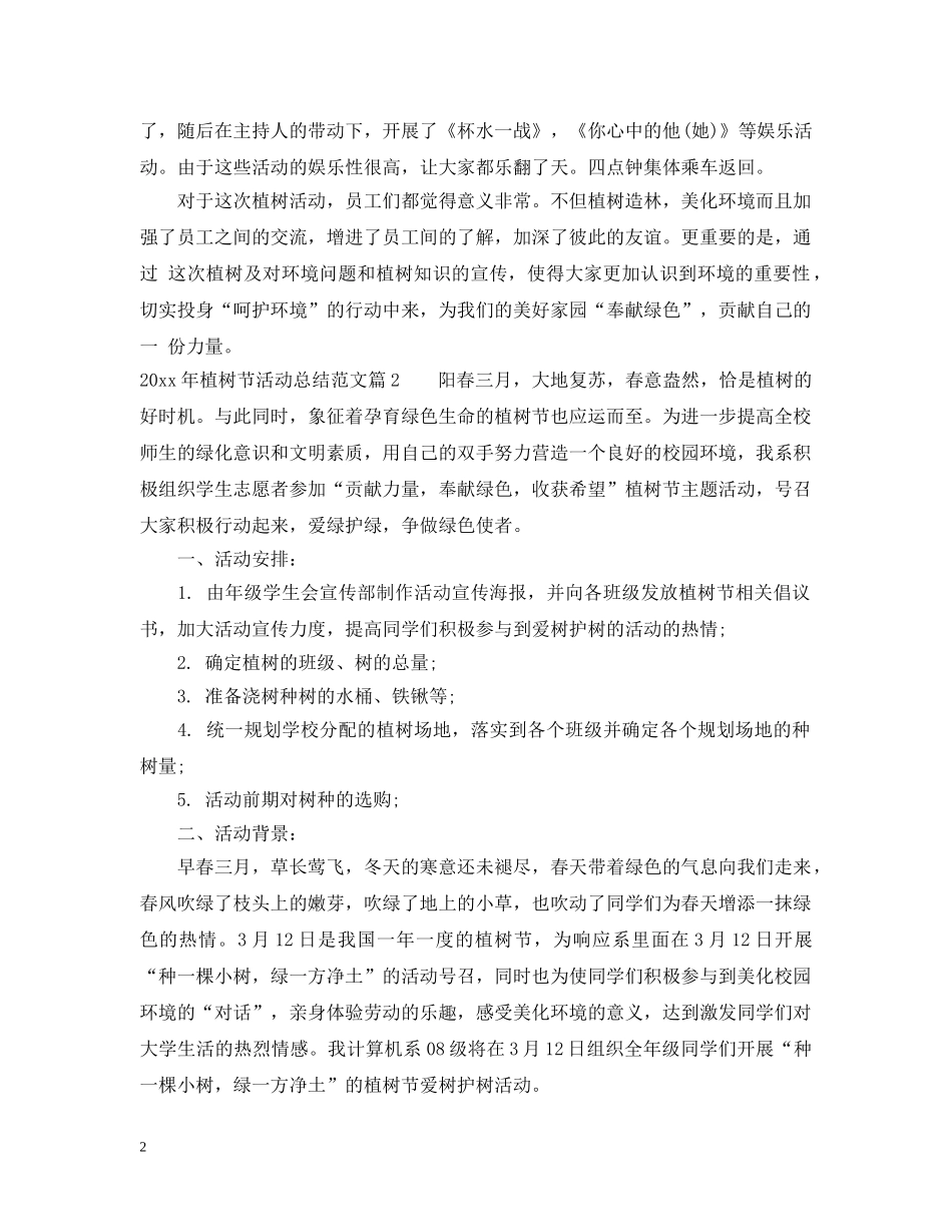 2020年植树节活动总结范文最新 _第2页
