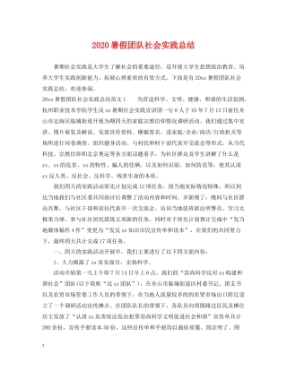 暑假团队社会实践总结