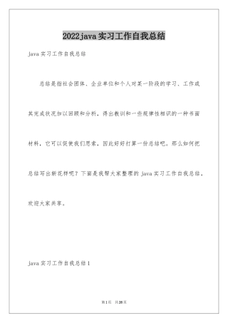 2024java实习工作自我总结