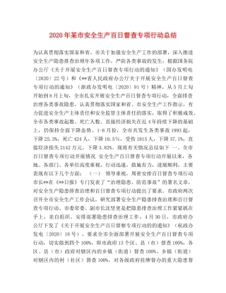2020年某市安全生产百日督查专项行动总结 