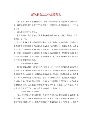 新入职员工工作总结范文