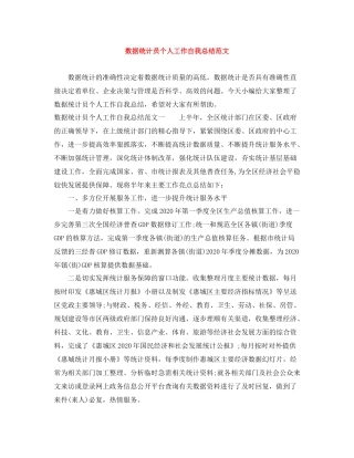 数据统计员个人工作自我总结范文