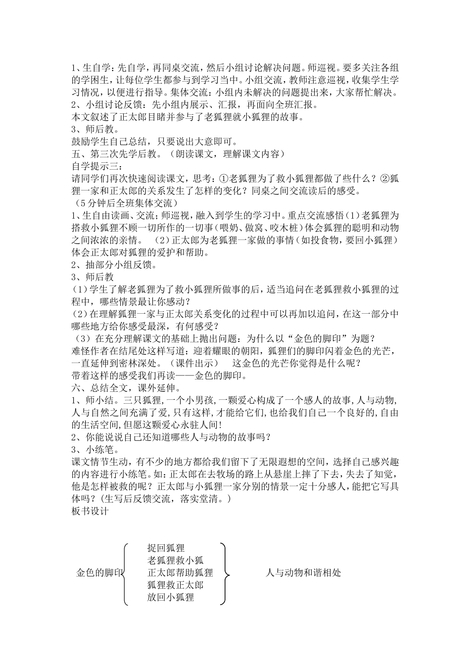 《金色的脚印》教学设计及反思_第2页