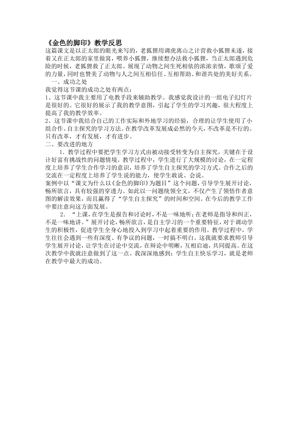 《金色的脚印》教学设计及反思_第3页