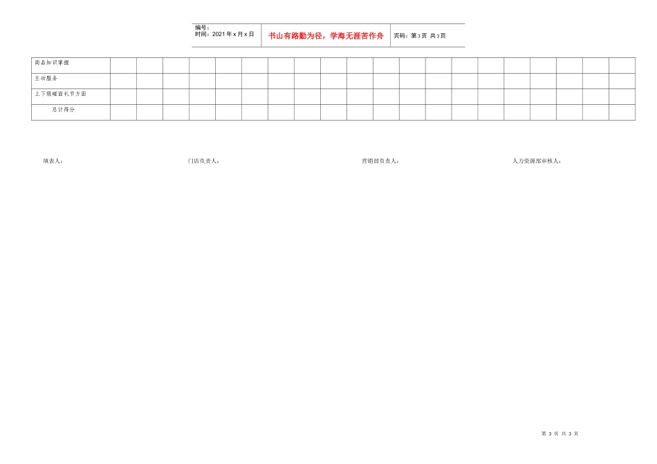 门店员工标准化服务作业考核汇总表_第3页
