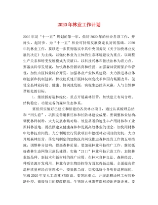2020年林业工作计划 