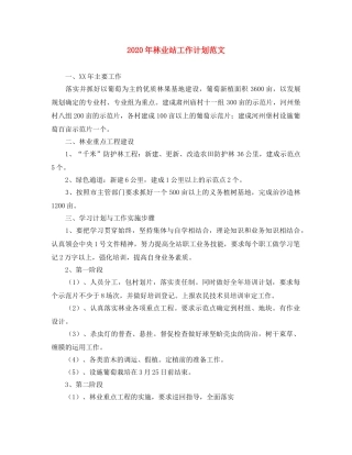 2020年林业站工作计划范文 
