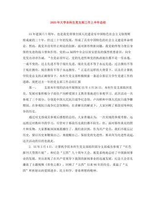 2020年大学本科生党支部工作上半年总结