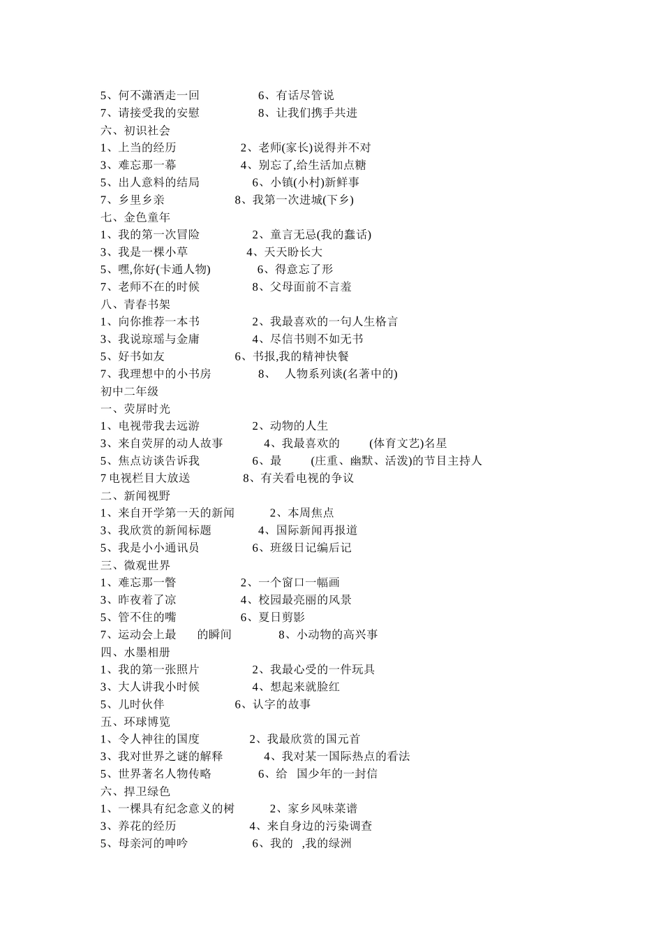 初中作文训练参考题_第2页