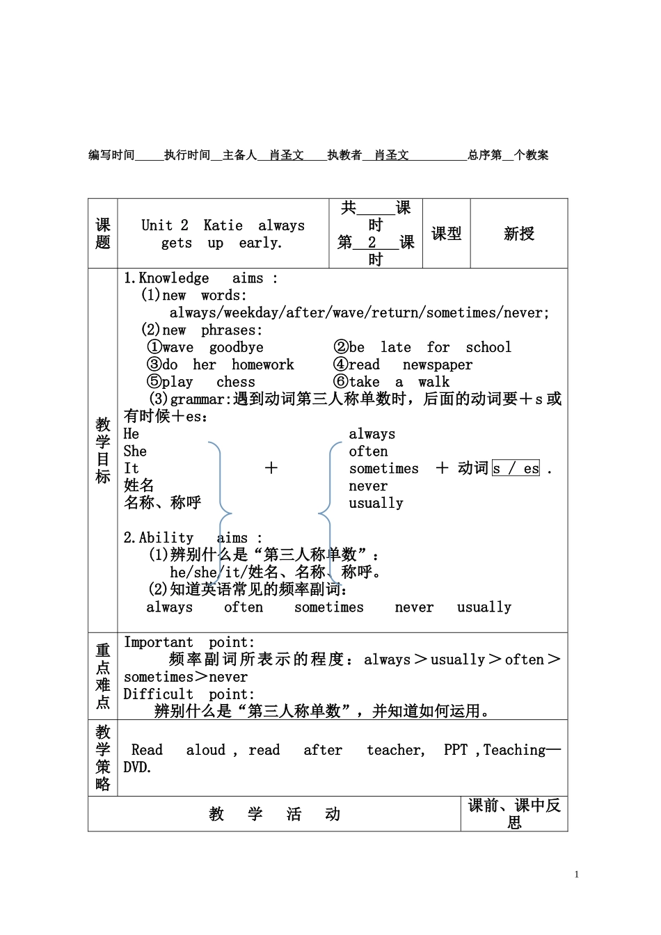 湘少版上册Unit2Katiealwaysgetsupearly_第1页